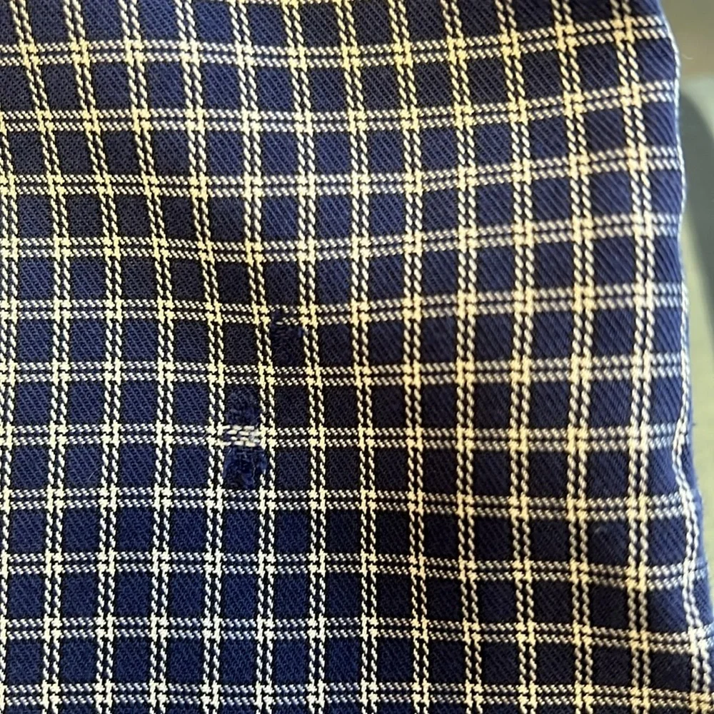 The North Face Traverse Navy Blue Tan Check Long Sleeve Button Down Shirt LARGE